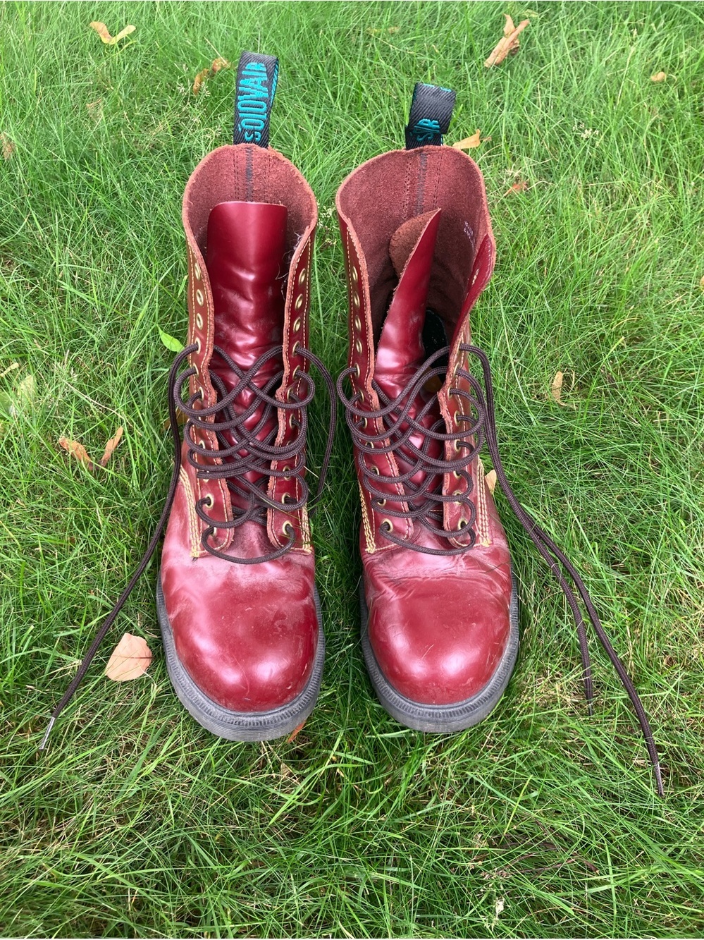 Solovair red combat boots